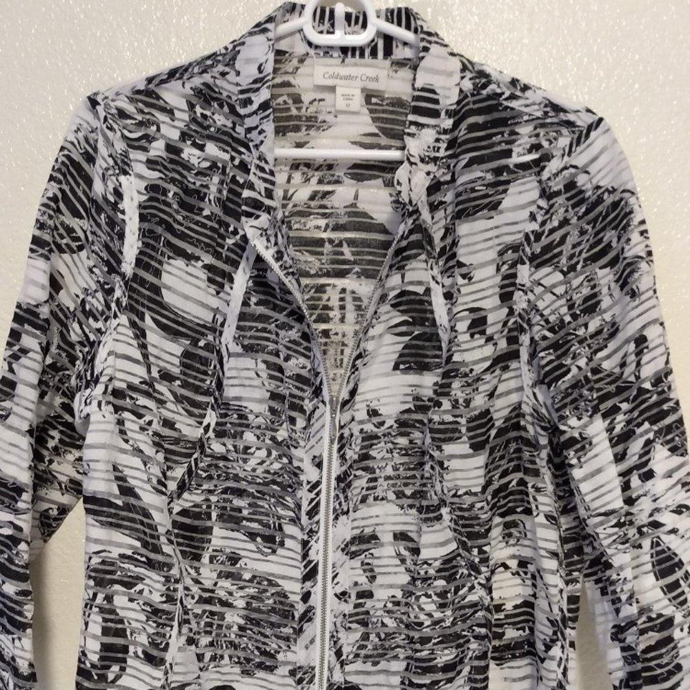 Coldwater Creek Black & White Sheer Jacket